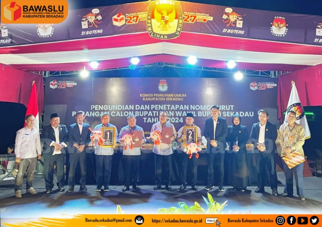 Pengundian Nomor Urut Pasangan Calon Bupati dan Wakil Bupati Sekadau Tahun 2024